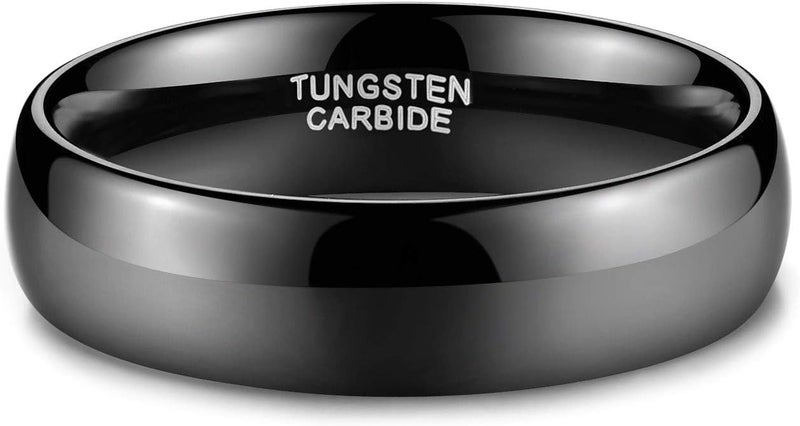 TRUMIUM خاتم من التنجستن الأسود 2 مم 4 مم 6 مم 8 مم للرجال والنساء، خاتم زفاف مقوس بتشطيب لامع مريح 4-15 - Image 3